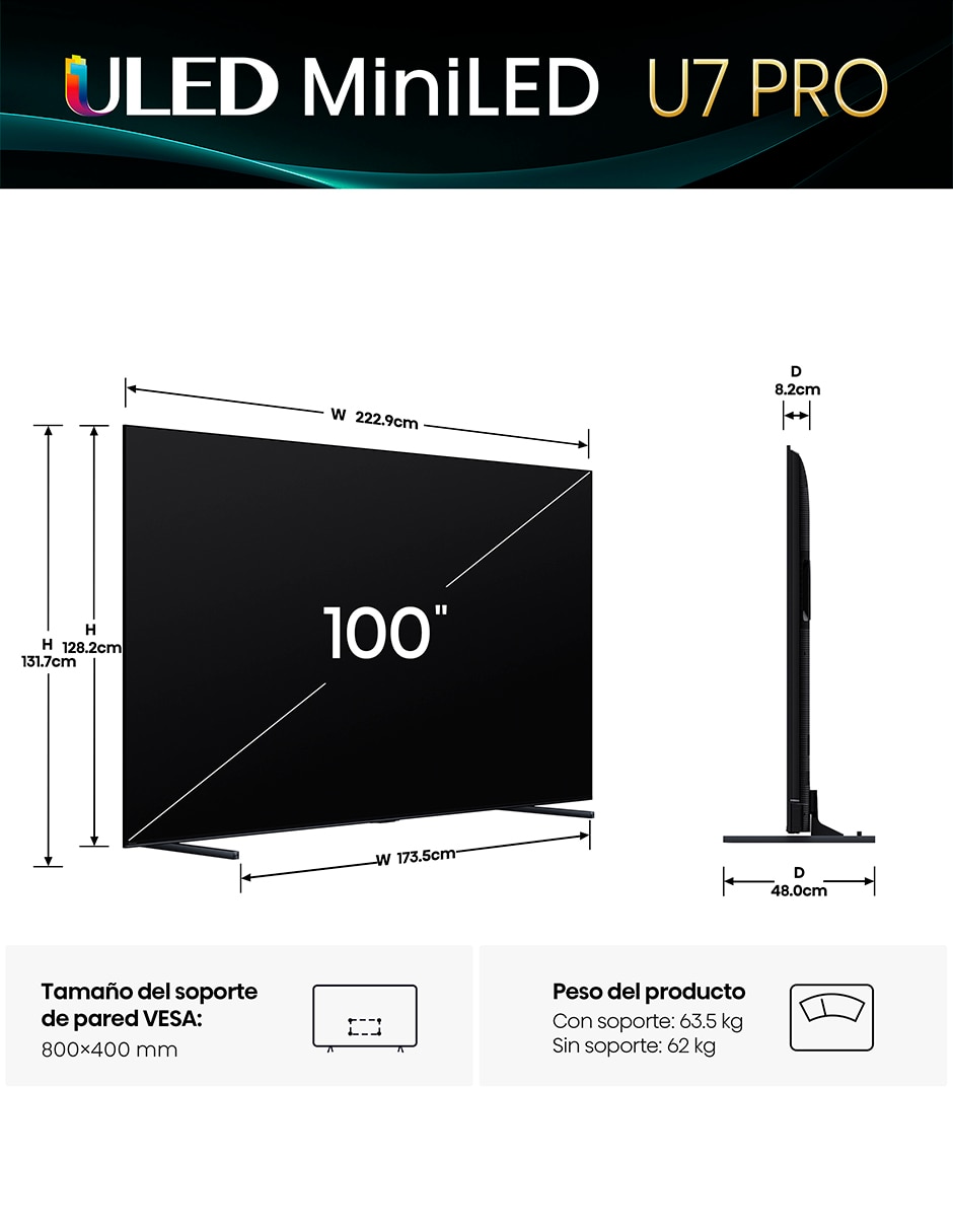 Pantalla Smart TV QD- mini LED de 100 pulgadas 4K/UHD 100U7QG Pro con Google TV con AI Picture 18