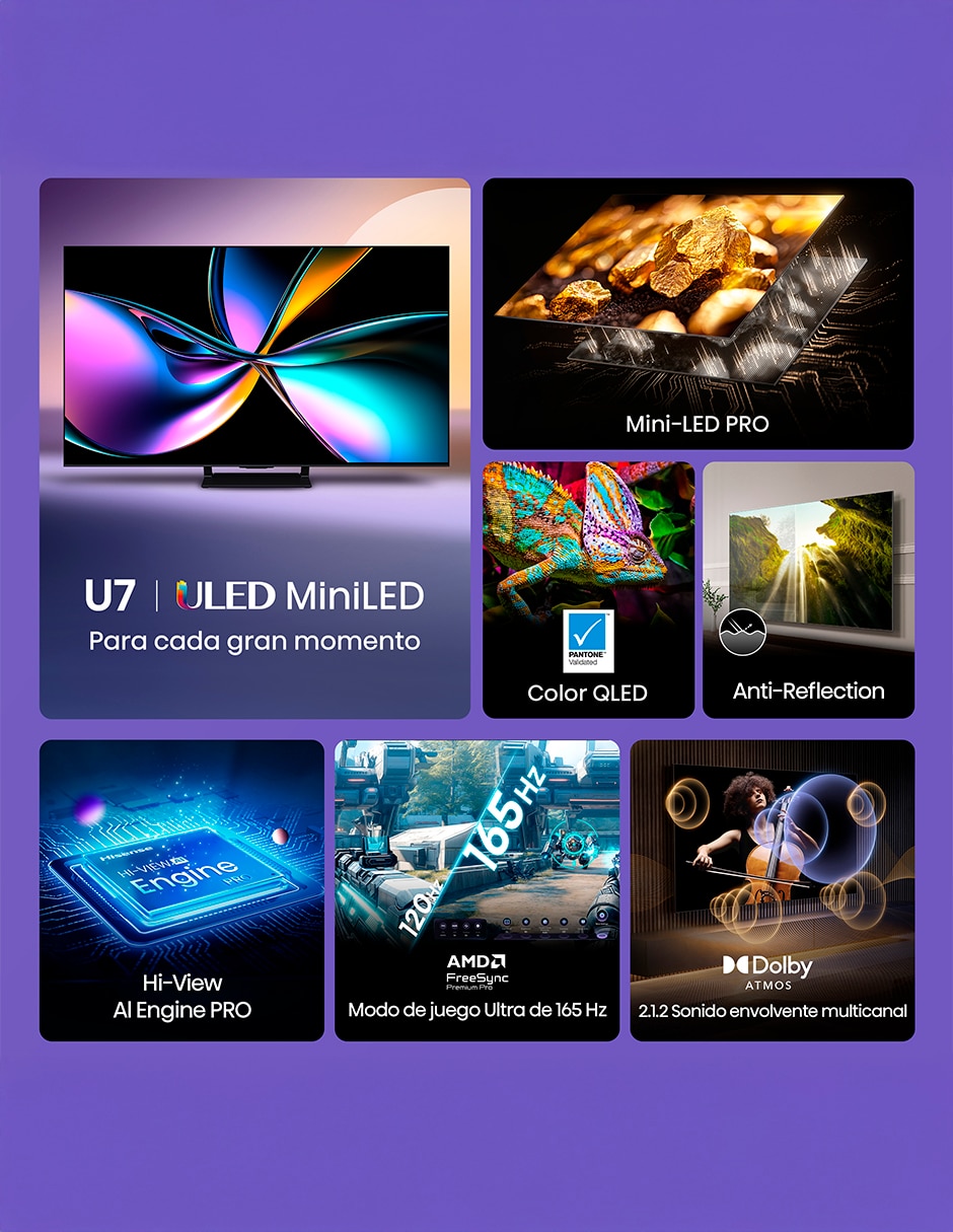 Pantalla Smart TV QD- mini LED de 100 pulgadas 4K/UHD 100U7QG Pro con Google TV con AI Picture 6