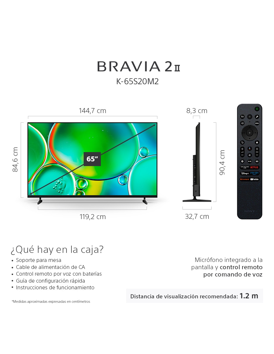 Pantalla Smart TV LCD de 65 pulgadas 4K Bravia 2 K-65S20M2 con Google TV 13