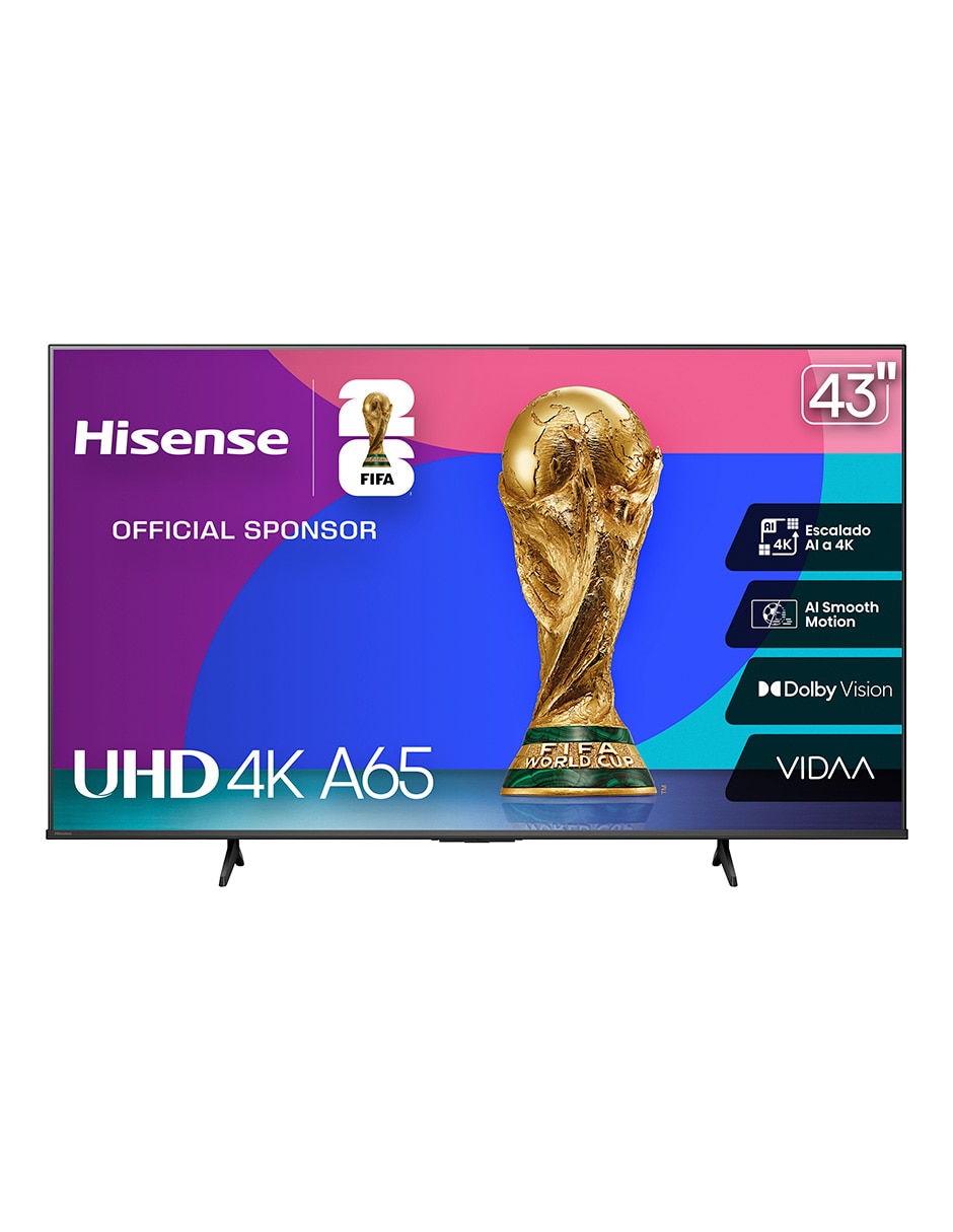 Pantalla Smart TV LED de 43 Pulgadas 4K/UHD 43A65NV con AI Sports Mode