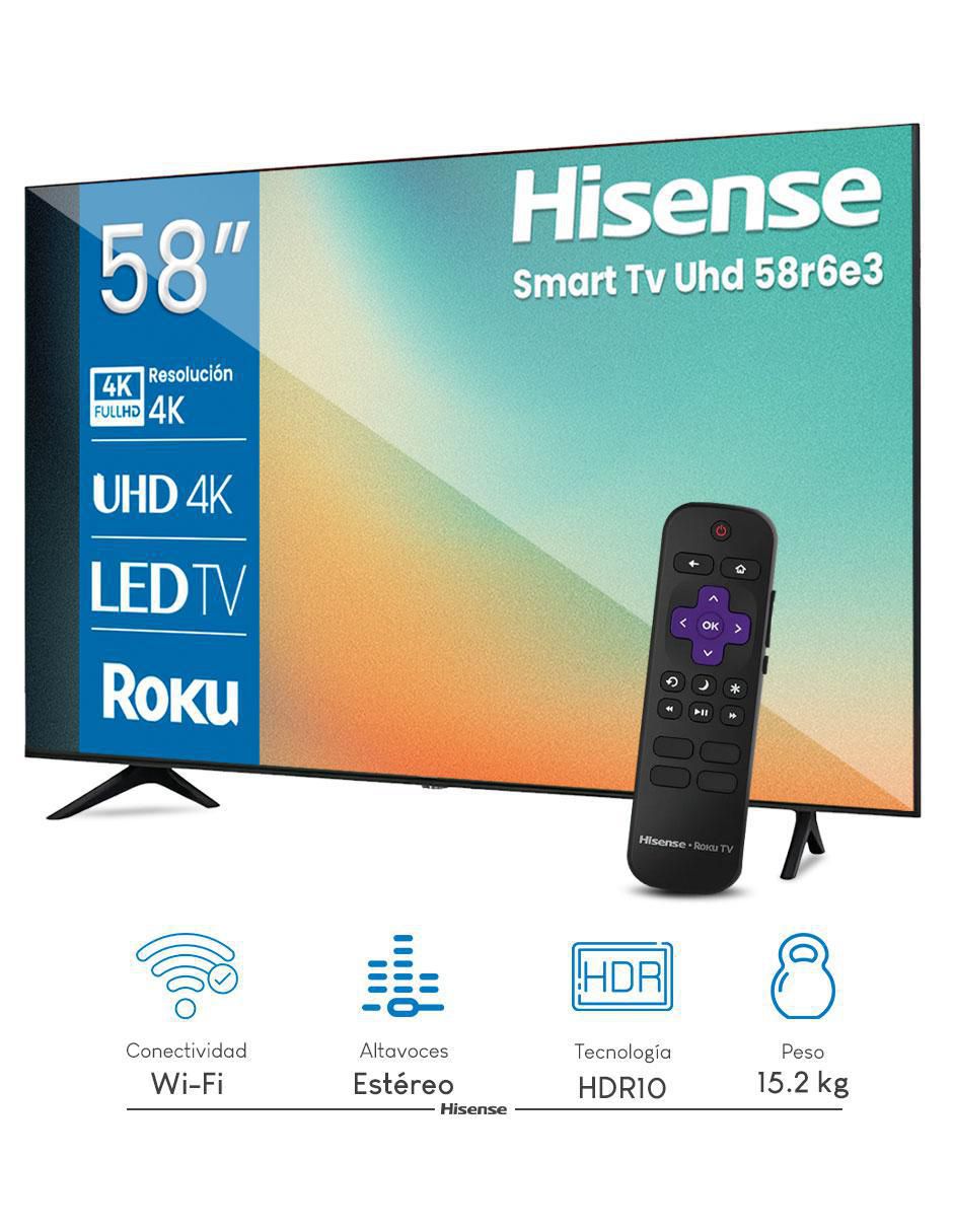 Pantalla Smart TV LCD de 58 pulgadas 4K/UHD 58R6E3 con Roku TV 4
