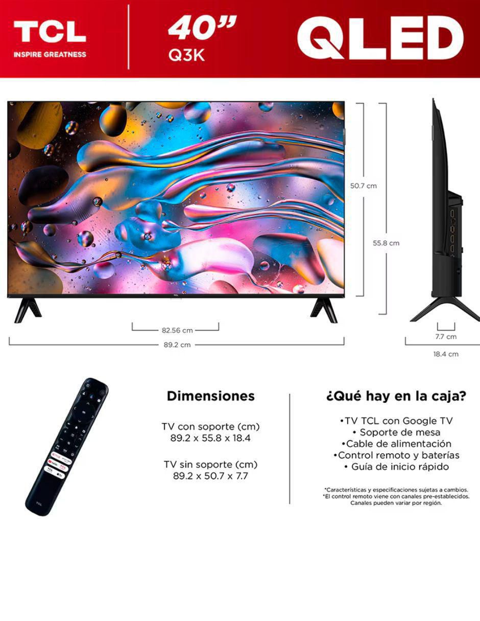 Pantalla smart tv Qled de 40 pulgadas full HD 40Q3K con Google tv 3