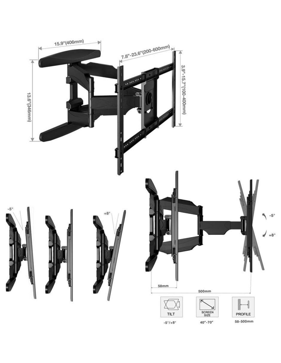 Soporte de pared para pantalla inclinable 40 - 80 pulgadas 17