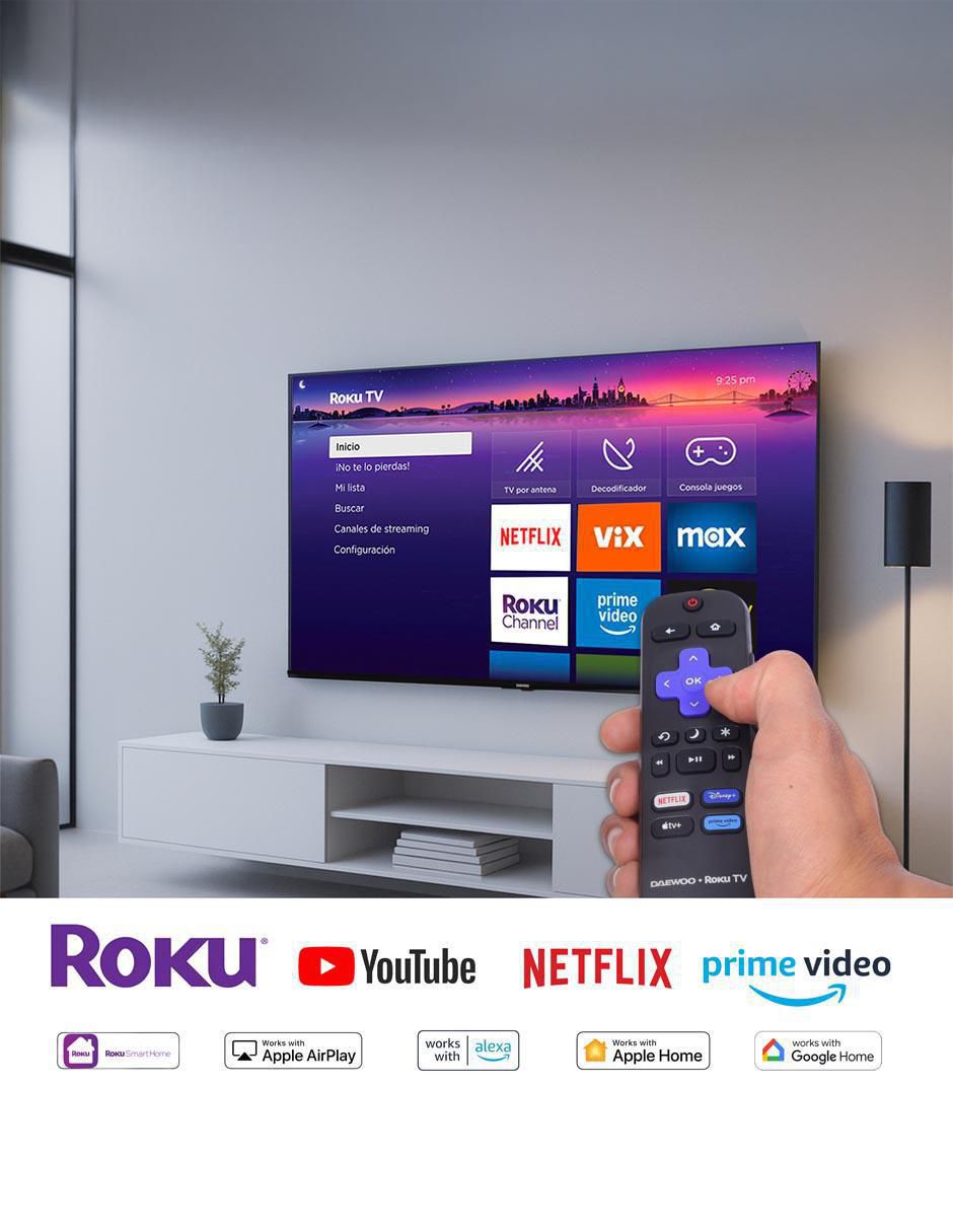 Pantalla smart TV LED de 32 pulgadas HD AW32R con Roku TV 2