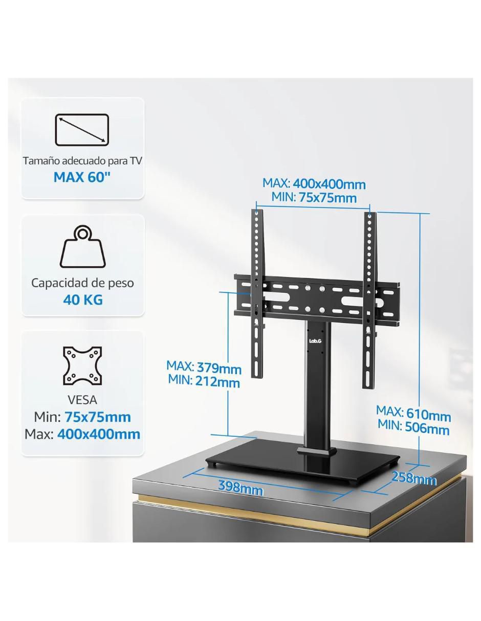 Soporte piso para pantalla fijo 24 - 65 pulgadas 5