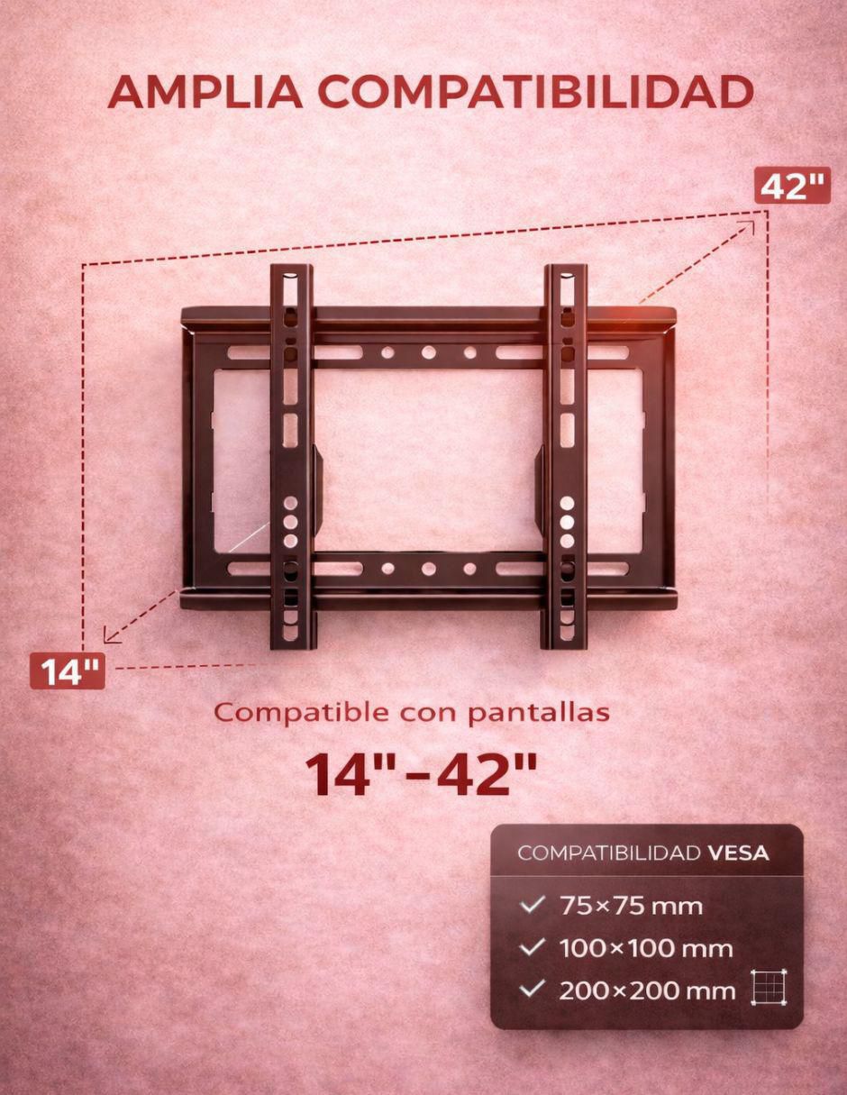 Soporte de pared para pantalla fijo 14 - 42 pulgadas 7
